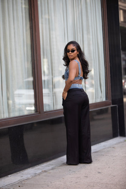 High Fashion | Double Waistband Pants (Black)